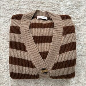 Women’s Chocolate and Beige Striped Cardigan